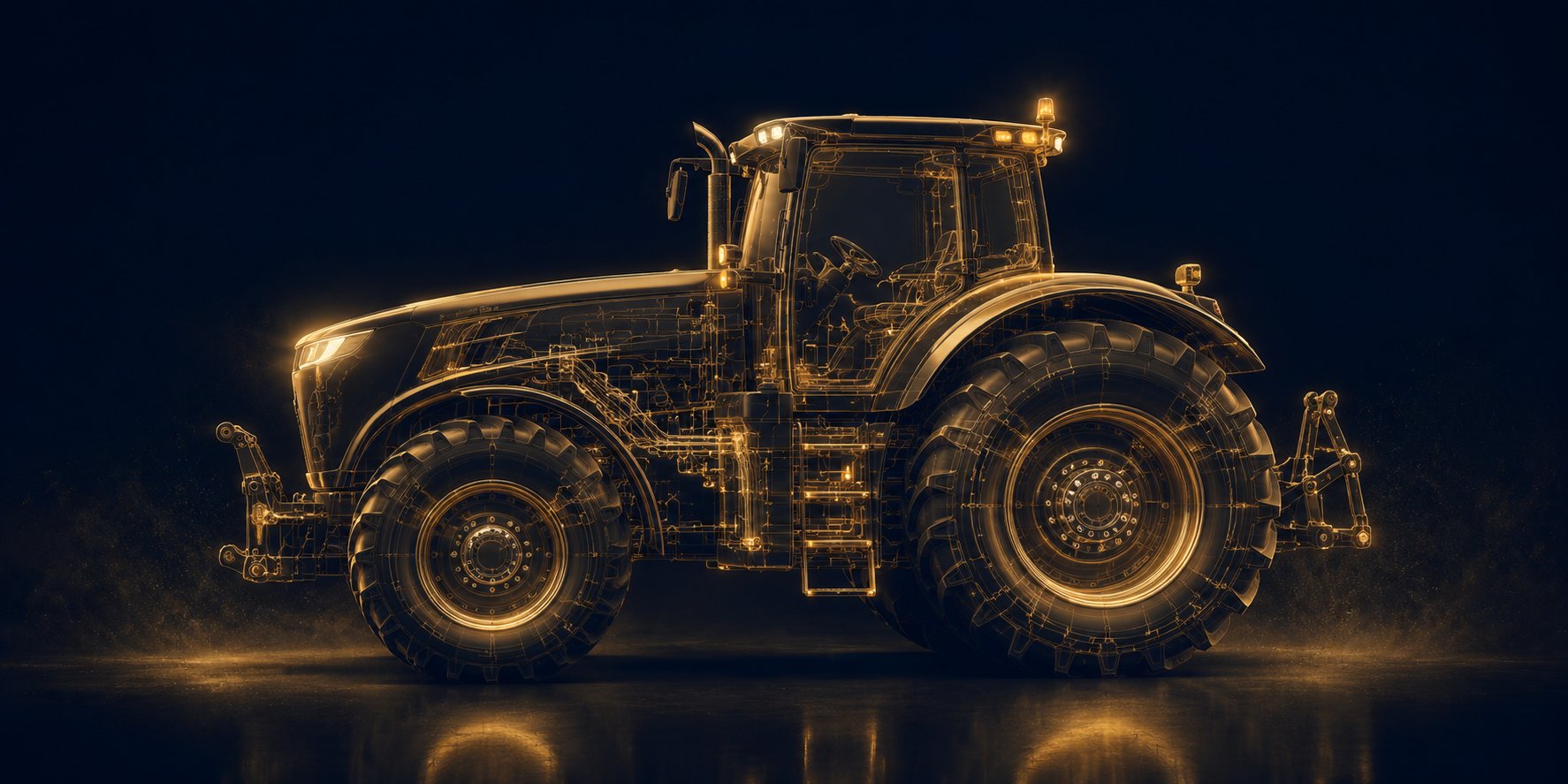 Agrarfahrzeug / Traktor — Wireframe-Illustration