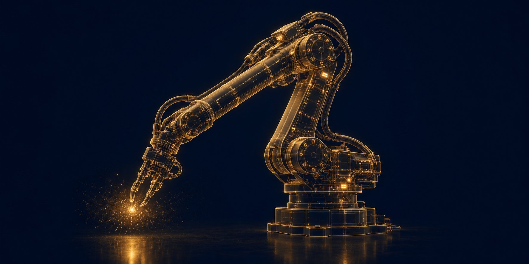 Industrieroboter — Wireframe-Illustration