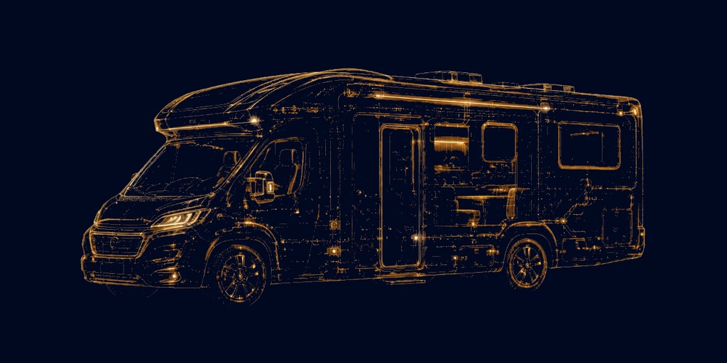 Wohnmobil / Reisemobil — Wireframe-Illustration